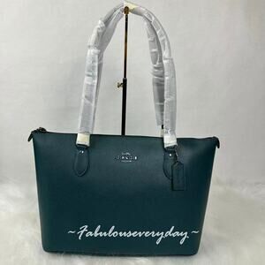 Coach Gallery Tote Bag In Gunmetal/Dark Teal CV402 NWT